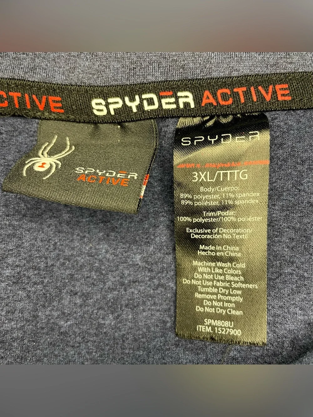 Spyder Active Heather Navy Quarter-Zip Pullover 3XL
